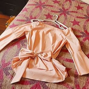 WHBM off the shoulder pink blouse